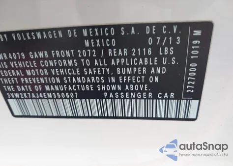 2014 Volkswagen Jetta 2.0L S from USA, damaged, VIN 3VW2K7AJ4EM350607